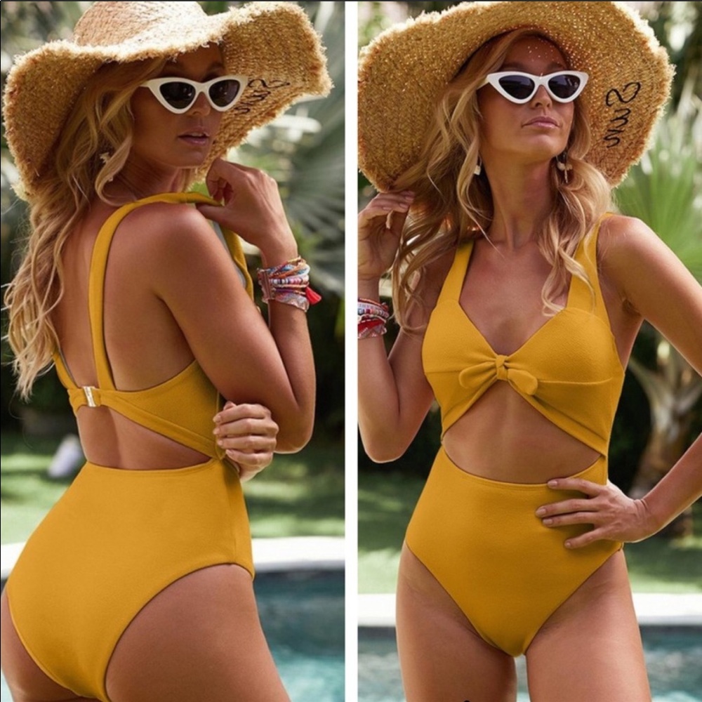 New Arrival! Mustard One Piece Swimsuit